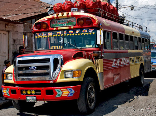 Guatemalan bus to Lake Atitlan
