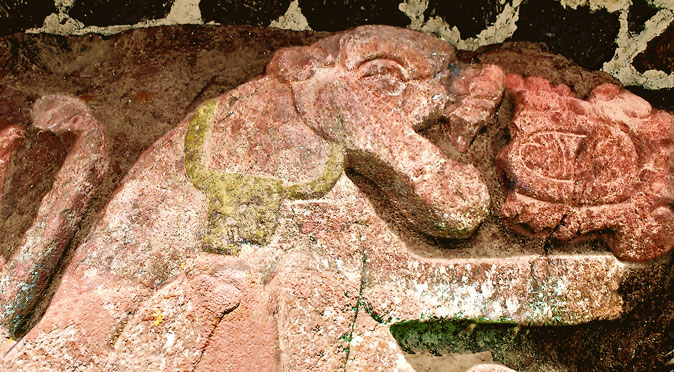 Highlighted Jaguar Carving at Teotenango