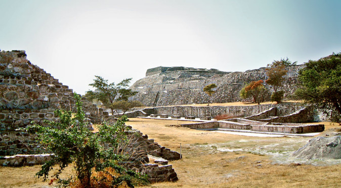 Looking South West along the East Court at Xochicalco