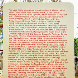 The site information board at the entrance to Mitla's archaeological site