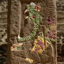 Stela 9 at Lamanai Coloured