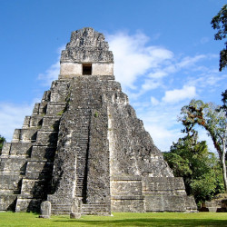 View of Templo I at Tikal from the main plaza