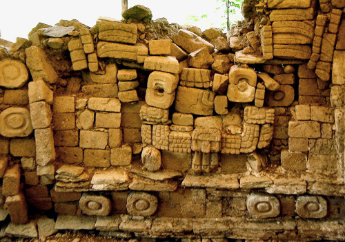 Carved Wall on Western Flank of Acropolis at Quirigua