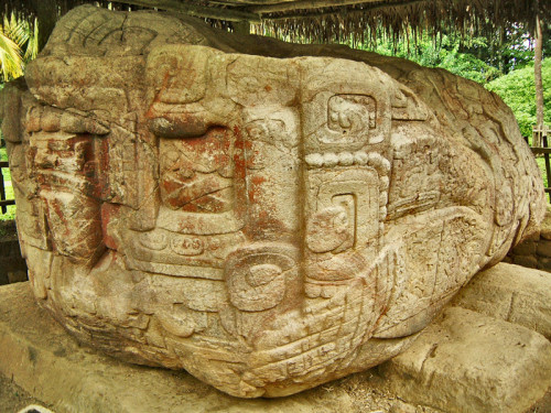 Left side of Zoomorfo B at Quirigua
