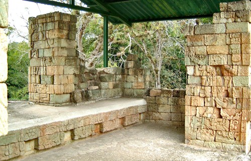 Carvings inside Structure 10L-18 at Copan