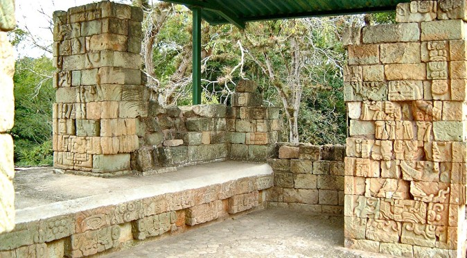 Carvings inside Structure 10L-18 at Copan