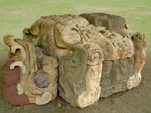 Coloured version of W1108 - Stela M at Copan