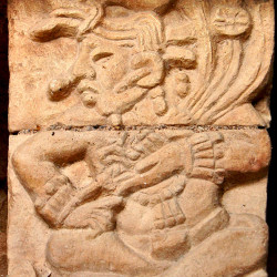 Bacab Bench Pillar within Structure 82 at Las Sepulturas