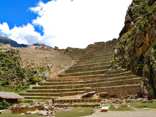 View of the Pumatallis at Ollantaytambo