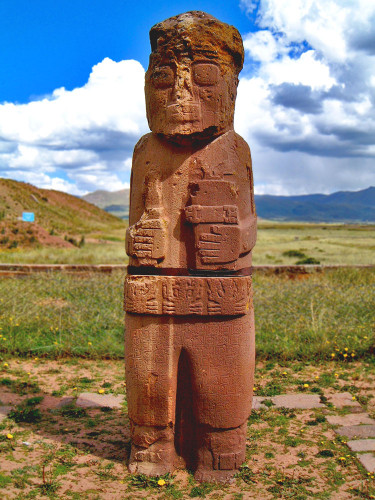the statue or stela el fraile at Tiwanaku