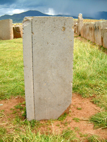 Drill Holes on a huge carved block at Puma Punku - one of the greatest mysteries of the andes